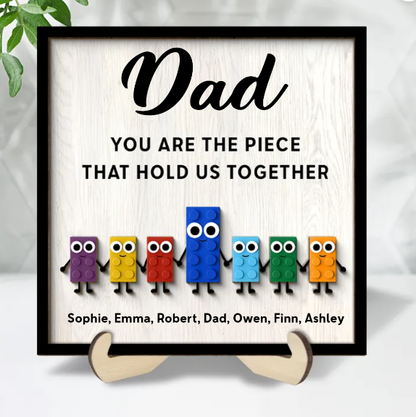 Dad And Kids Cute Puzzle Personalized 2-Layered Wooden Plaque, Father's Day Gift for Dad, Gift for Husband