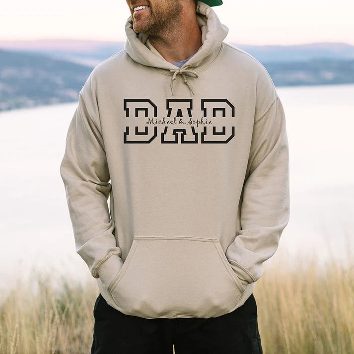 Personalized DAD Hoodie with Kid's Names Father's Day Gift