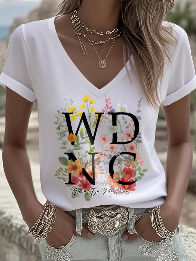 🔥Buy 3 Get 15% Off🔥V-Neck Retro Funny WDNC We Do Not Care Club Menopause Perimenopause Print T-Shirt