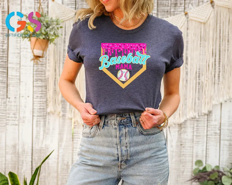 Baseball Mama Drip Shirt, Baseball Ice Cream Drip Shirt, Basebaall Mama Tee, Game Day Baseball Gift
