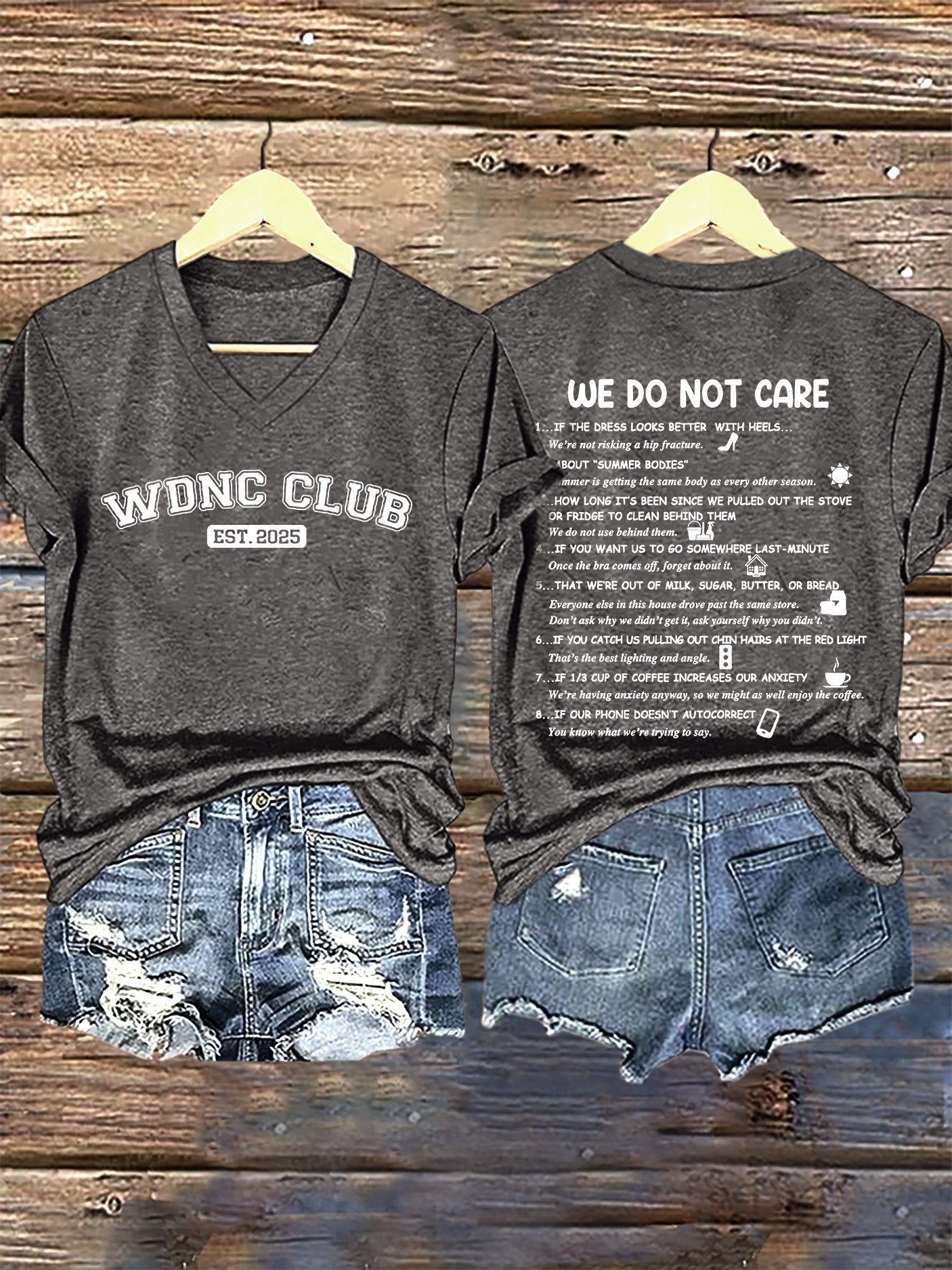 🔥Buy 3 Get 15% Off🔥V-Neck Retro Funny WDNC Club Menopause Perimenopause Print T-Shirt