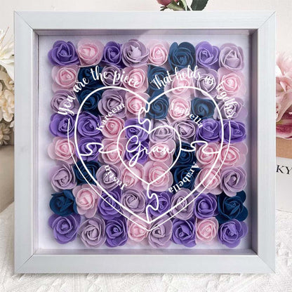 You Are The Piece That Hold Us Together - Personalized Flower Shadow Box