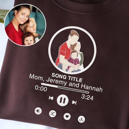 Embroidered Music Photo Sweatshirt, Embroidered Portrait Photo Shirt