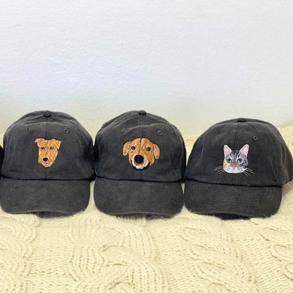 Custom Full-Color Cat Photo Embroidered Hat | Gift For Pet Lovers
