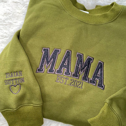 Custom Applique Glitter Embroidery Mom Sweatshirt - Mother's Day Gift