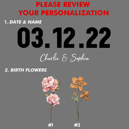 Couple Engagement Wedding Anniversary Special Date Custom Flower Printed Acrylic Block Plaque