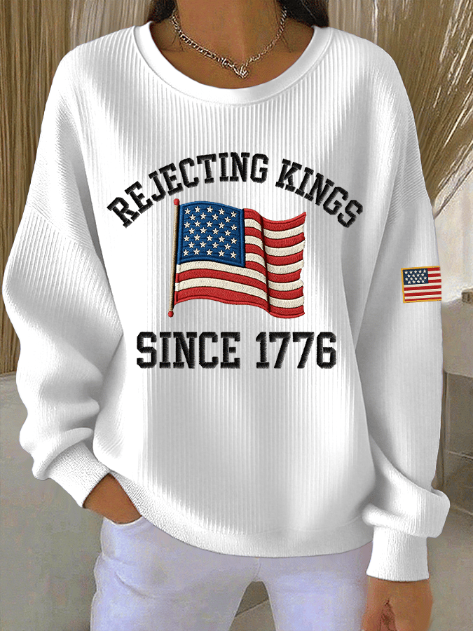 🔥Buy 3 Get 15% Off🔥Women's FDT Print Knit Crew Neck Long Sleeve Top