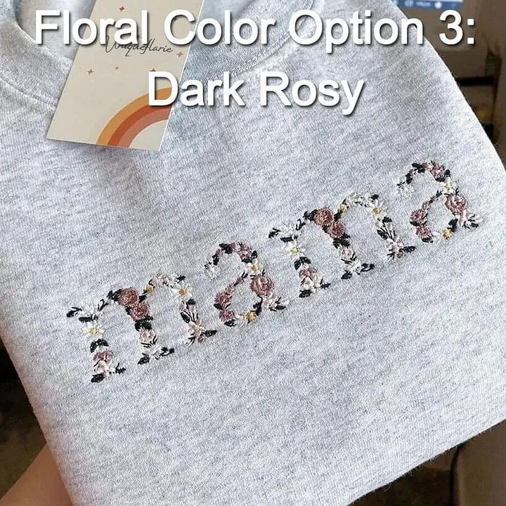 Custom Embroidered Floral Mama Sweatshirt