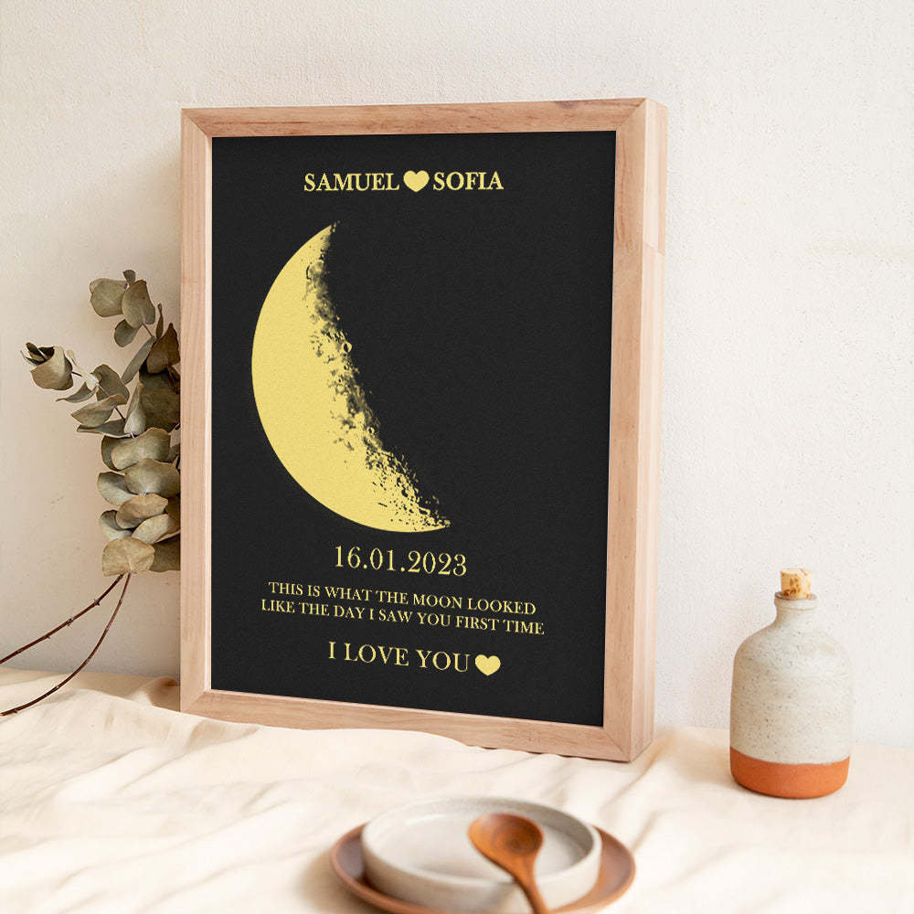 For Couples - Custom Couple Art Frame/ REAL MOON PHASE