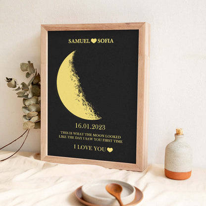 For Couples - Custom Couple Art Frame/ REAL MOON PHASE