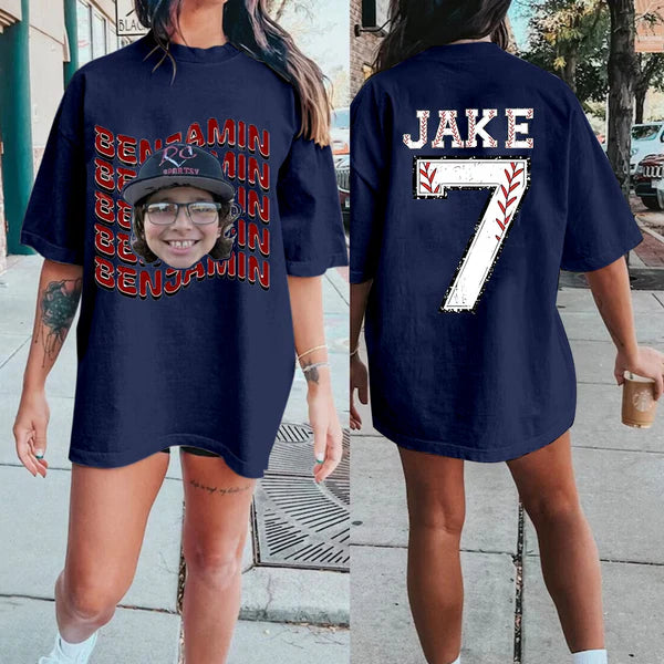 Custom Sports Mom Shirt – Personalized Baseball/Softball/Football/Soccer/Hockey Photo Tee