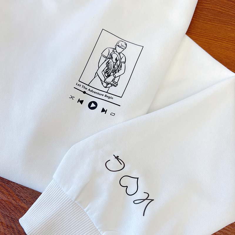 Custom Photo Love Song For Couple Embroidered Crewneck/Hoodie/T-shirt