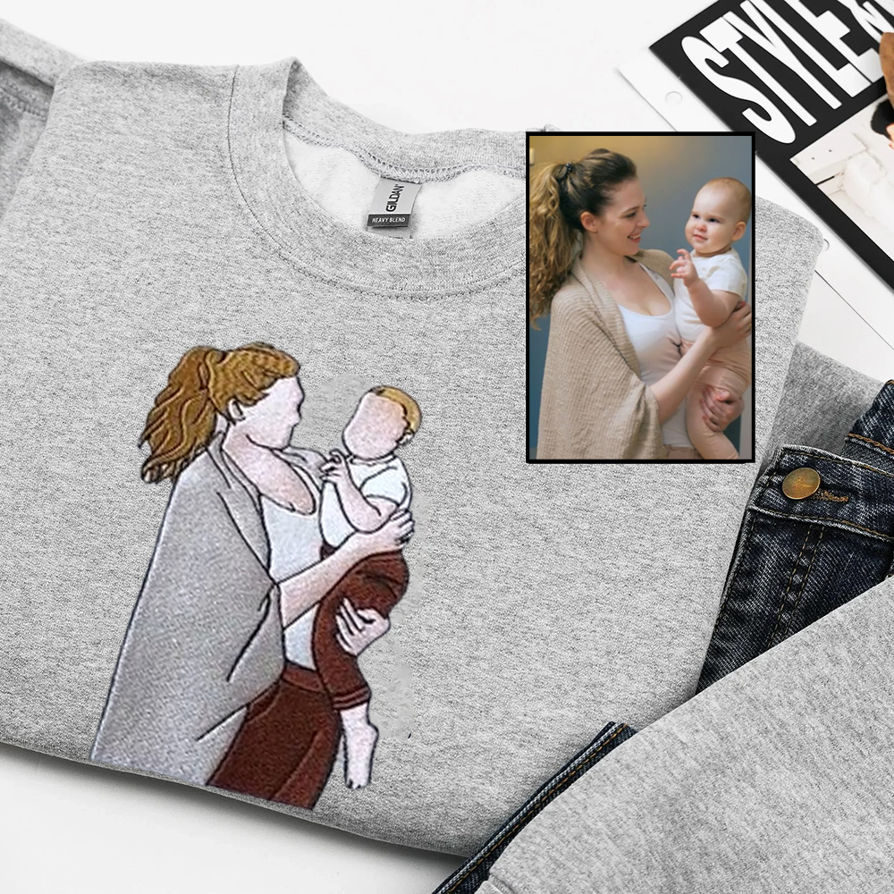 Personalized Photo Portrait Sweatshirt for Dad, Papa, and Your Beloved Ones