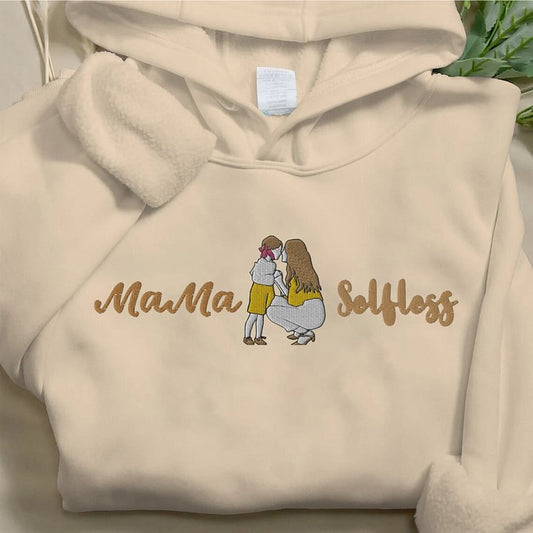 Hoodie With Photo Embroidery Personalized Custom Portrait Mom Hoodie