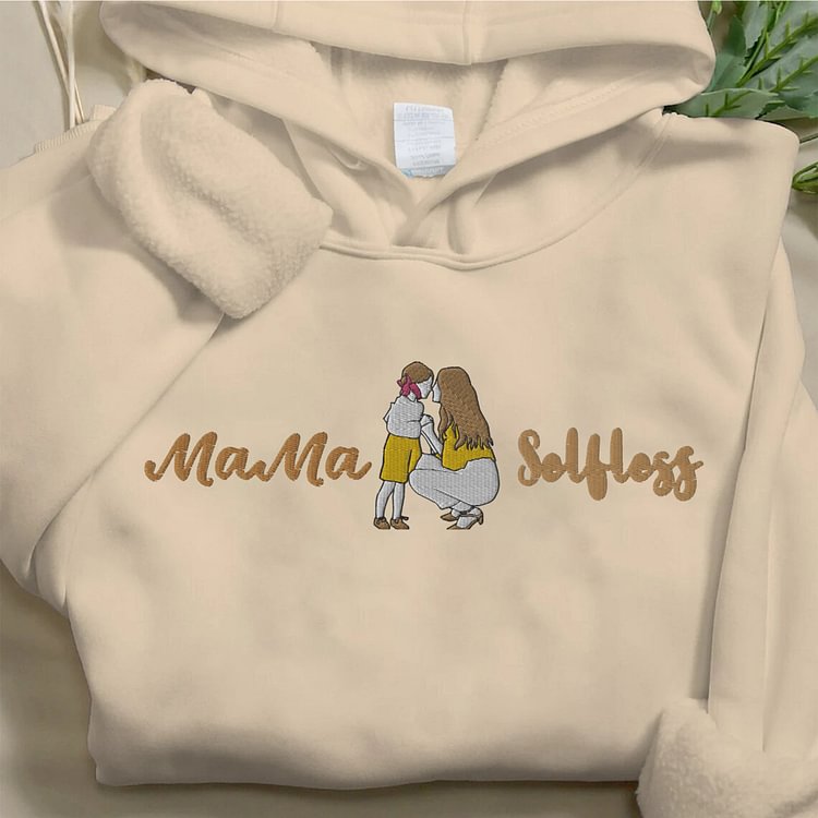 Hoodie With Photo Embroidery Personalized Custom Portrait Mom Hoodie