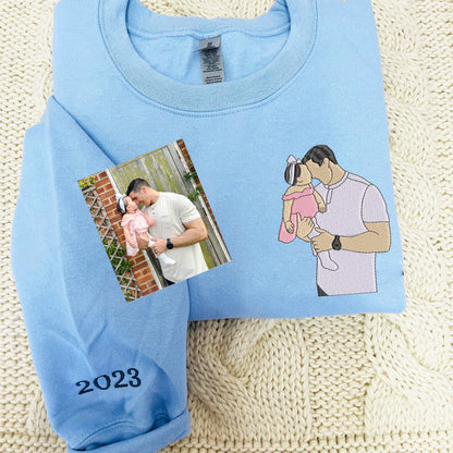 Personalized Photo Portrait Sweatshirt for Dad, Papa, and Your Beloved Ones