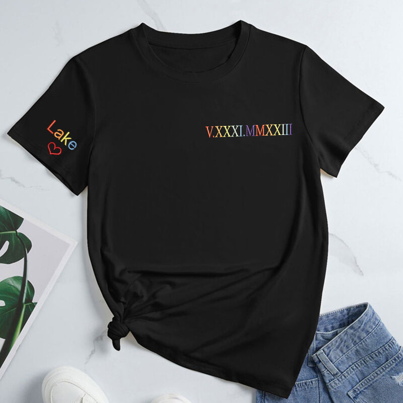 Custom Embroidered Colorful Roman Numeral Date Attractive Gift for Couple's Anniversary