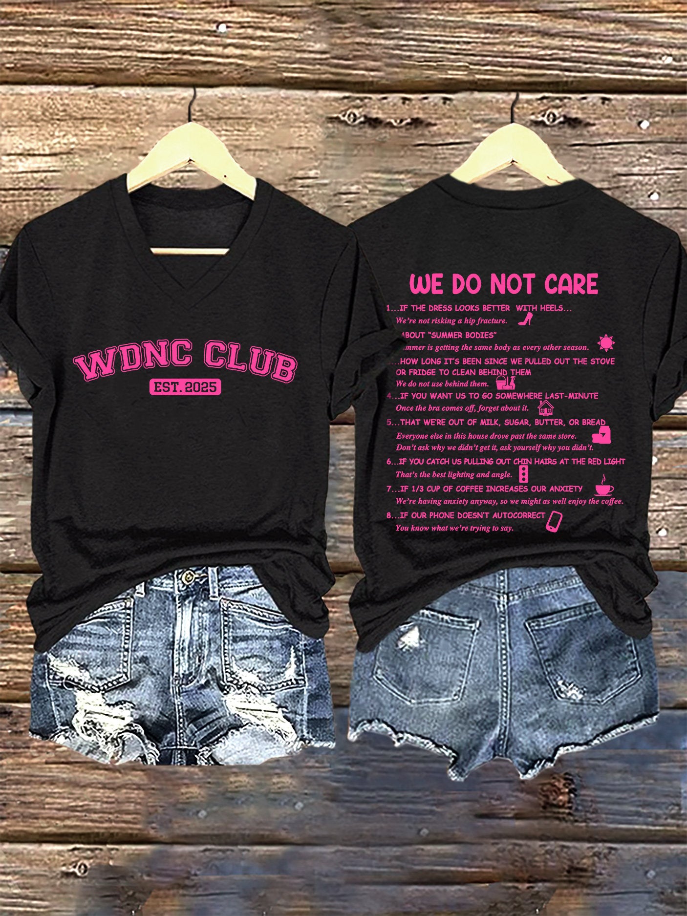 🔥Buy 3 Get 15% Off🔥V-Neck Retro Funny WDNC Club Menopause Perimenopause Print T-Shirt