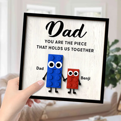 Dad And Kids Cute Puzzle Personalized 2-Layered Wooden Plaque, Father's Day Gift for Dad, Gift for Husband