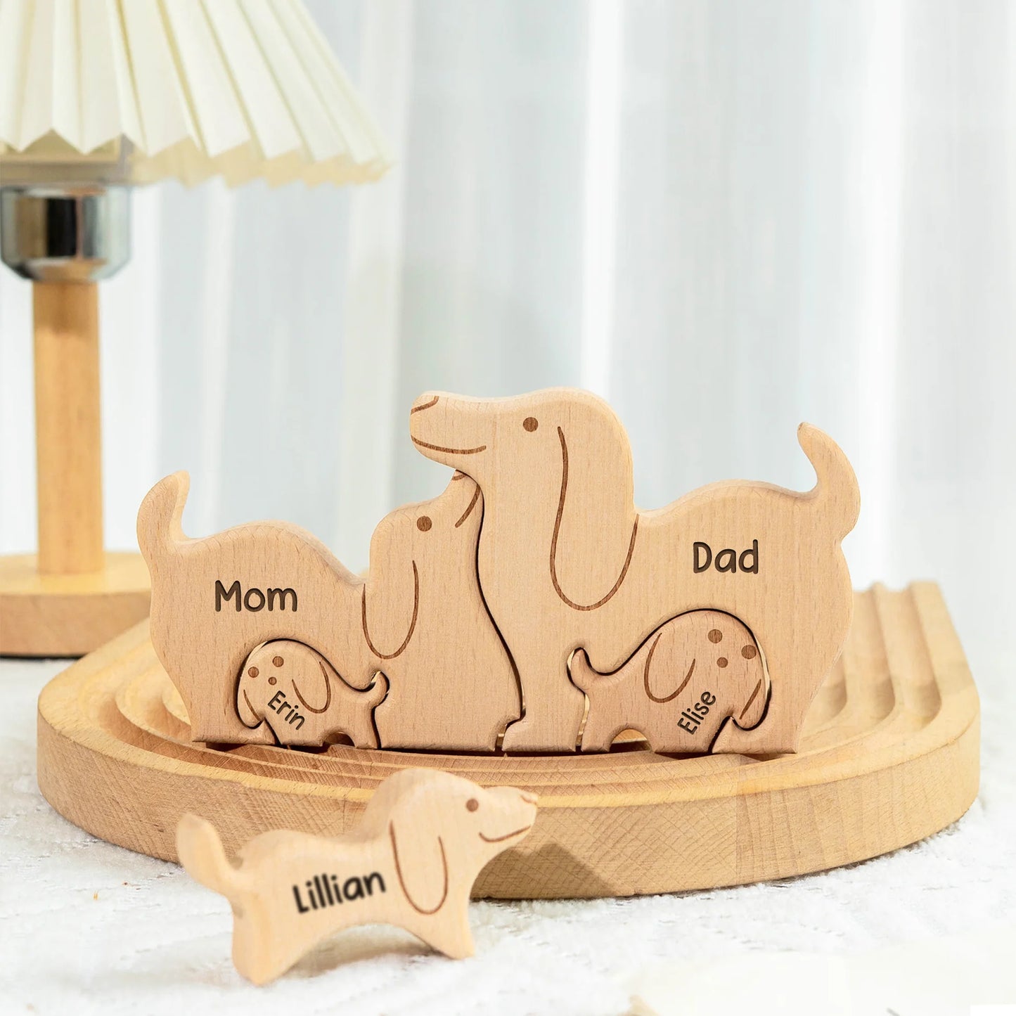 Dog Family - Personalized Wooden Dog Family Puzzle