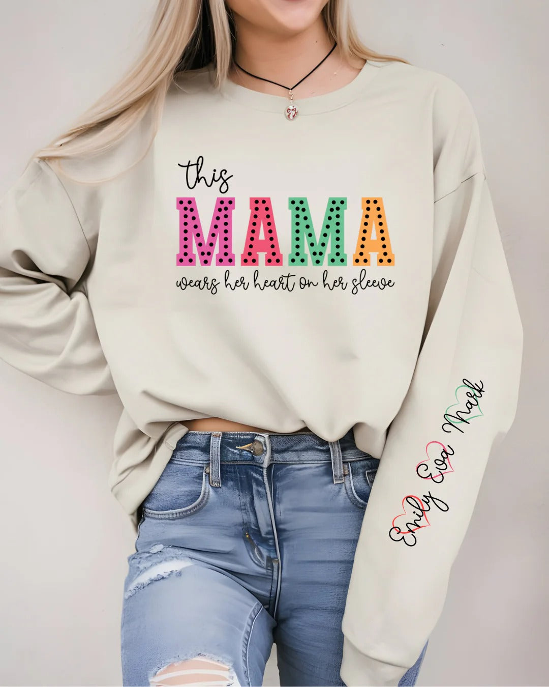 Custom “Mama Heart on Sleeve” Sweatshirt