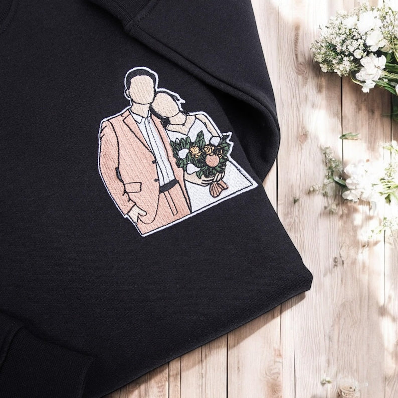 Loversdovey Custom Embroidered Portrait from Photo Sweatshirt