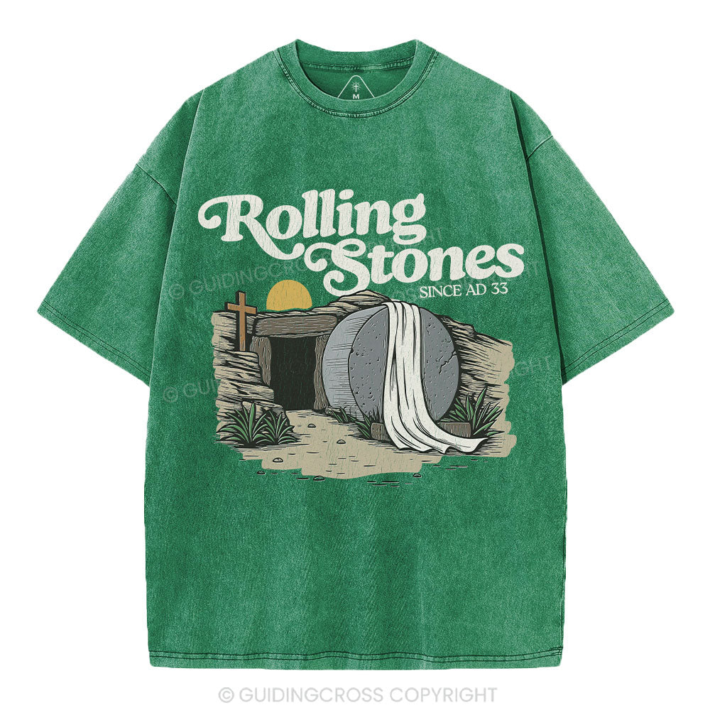 The Stone Was Rolled Away Christian Washed T-Shirt