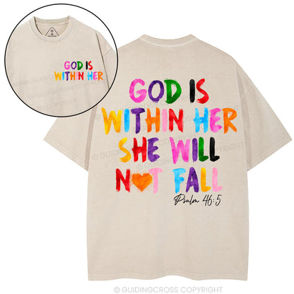 God Is Within Her She Will Not Fall Chrsitian Washed T-Shirt