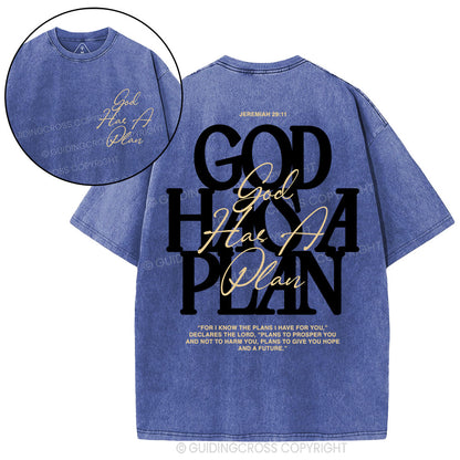 God Has A Plan Christian Washed T-Shirt