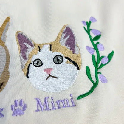 Custom Embroidered Sweatshirt With Pet Portrait Flower | for Pet Lover