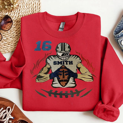 🏈Shine On Game Day - Custom Glitter Football Player Sweatshirt Hoodie Tshirt
