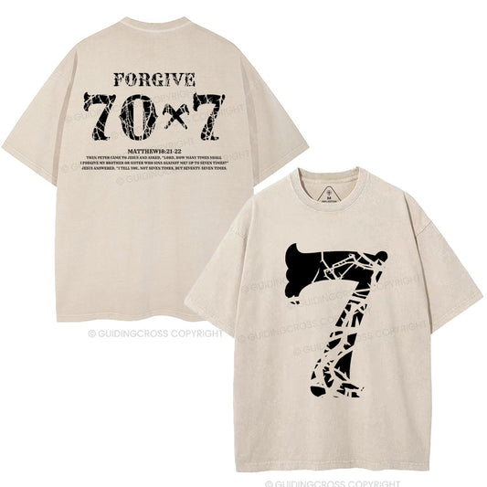 Forgive 70 7 Christian Washed T-Shirt