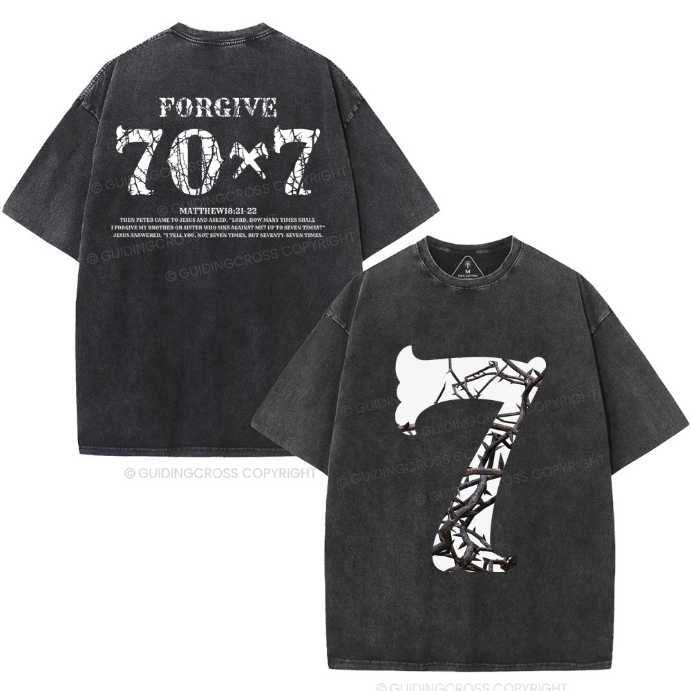 Forgive 70 7 Christian Washed T-Shirt