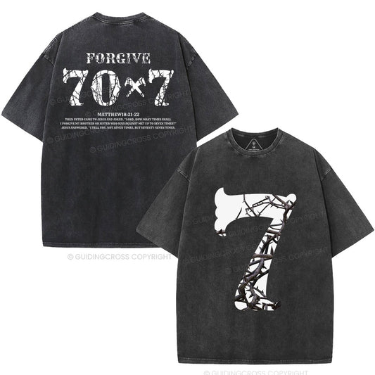 Forgive 70 7 Christian Washed T-Shirt