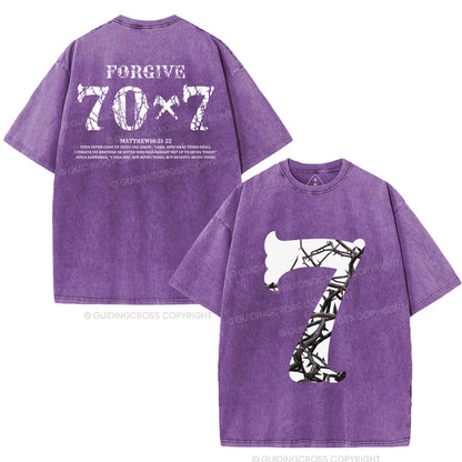 Forgive 70 7 Christian Washed T-Shirt