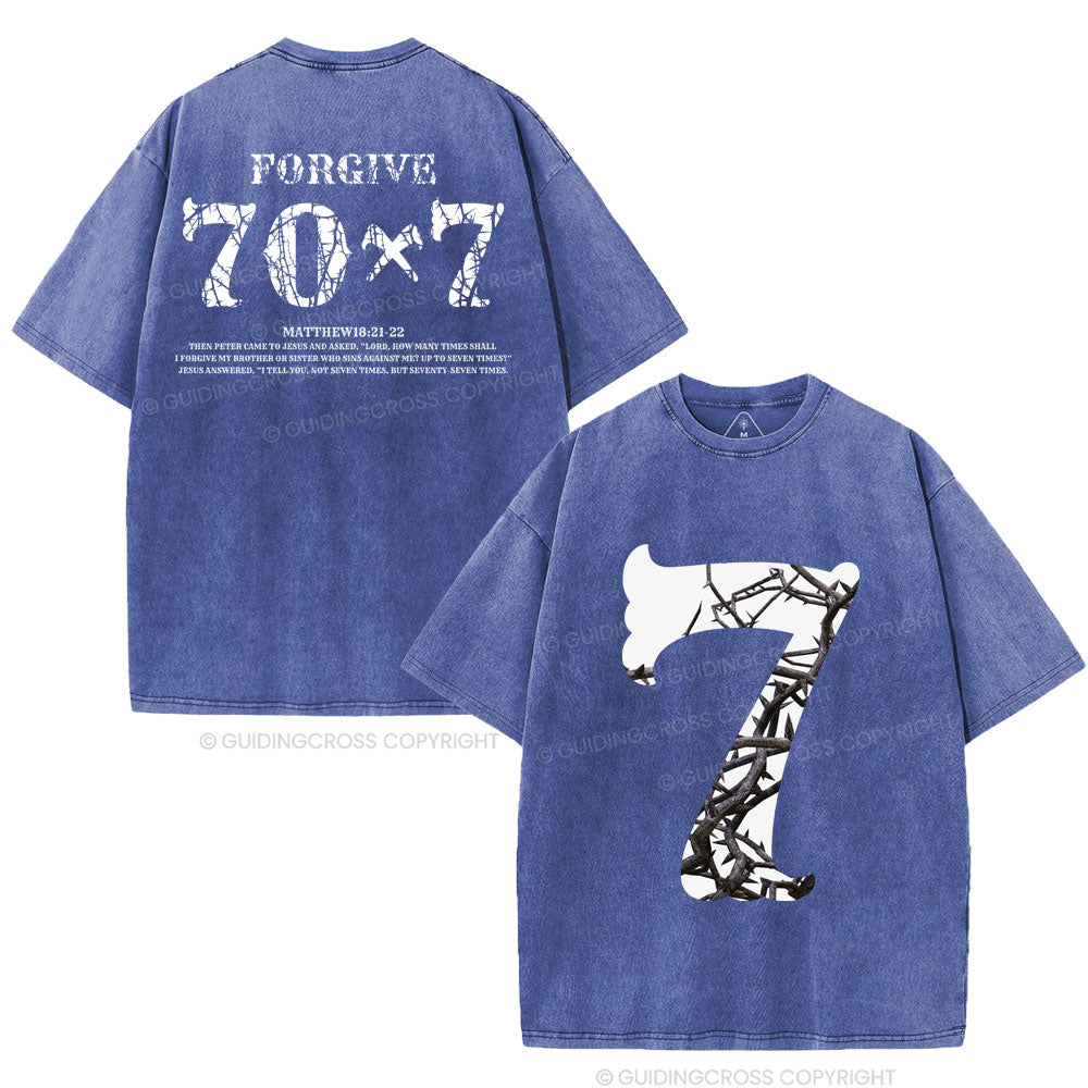 Forgive 70 7 Christian Washed T-Shirt