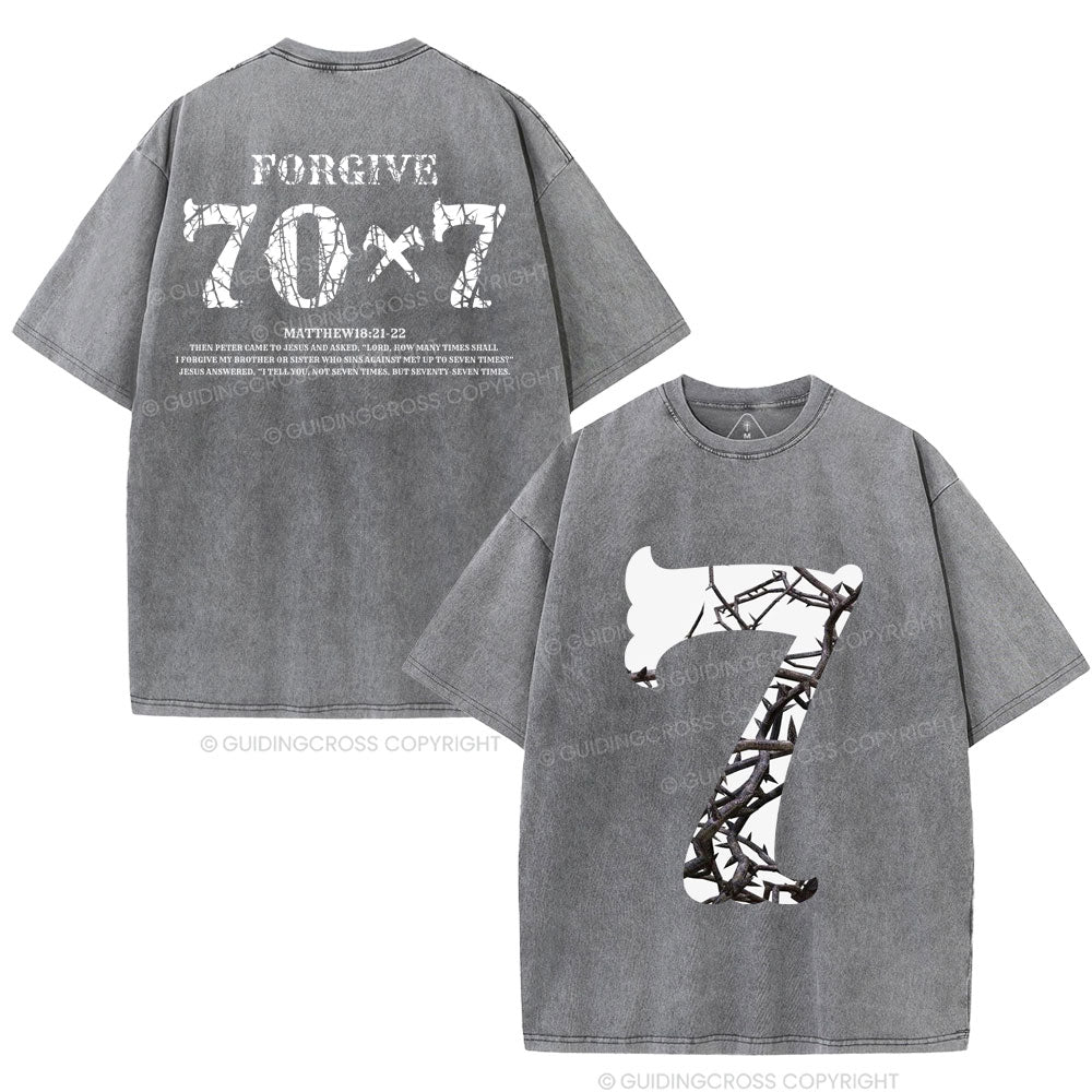 Forgive 70 7 Christian Washed T-Shirt