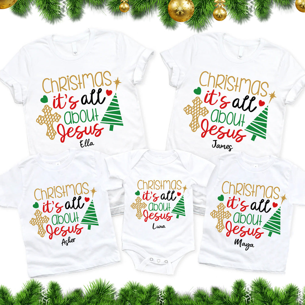 Christmas It's All About Jesus Family Matching Shirts