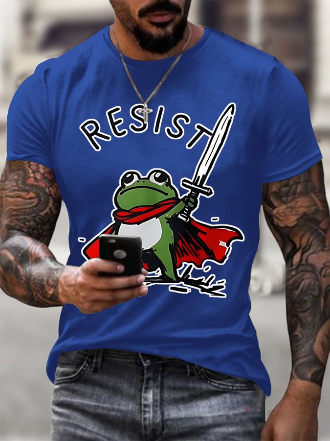 🔥Buy 3 Get 15% Off🔥Men's Resist Frog Printed Round Neck T-Shirt