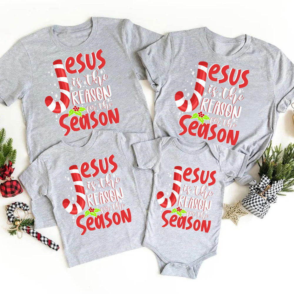 Jesus Is the Reason for the Season Christian Christmas Family Matching T-Shirt