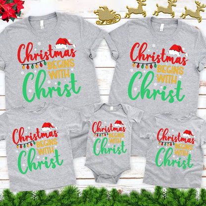 Christmas Begins with Christ Family Matching Shirts