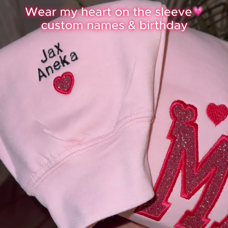 Glitter Embroidered Applique Sweatshirt,Simple Mama Pullover, Gift for Mom, Personalized Mama Shirt