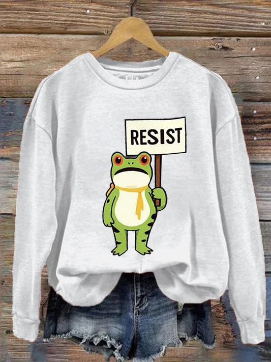 🔥Buy 3 Get 15% Off🔥Women's Retro Resist Frog Printed Round Neck Sweatshirt