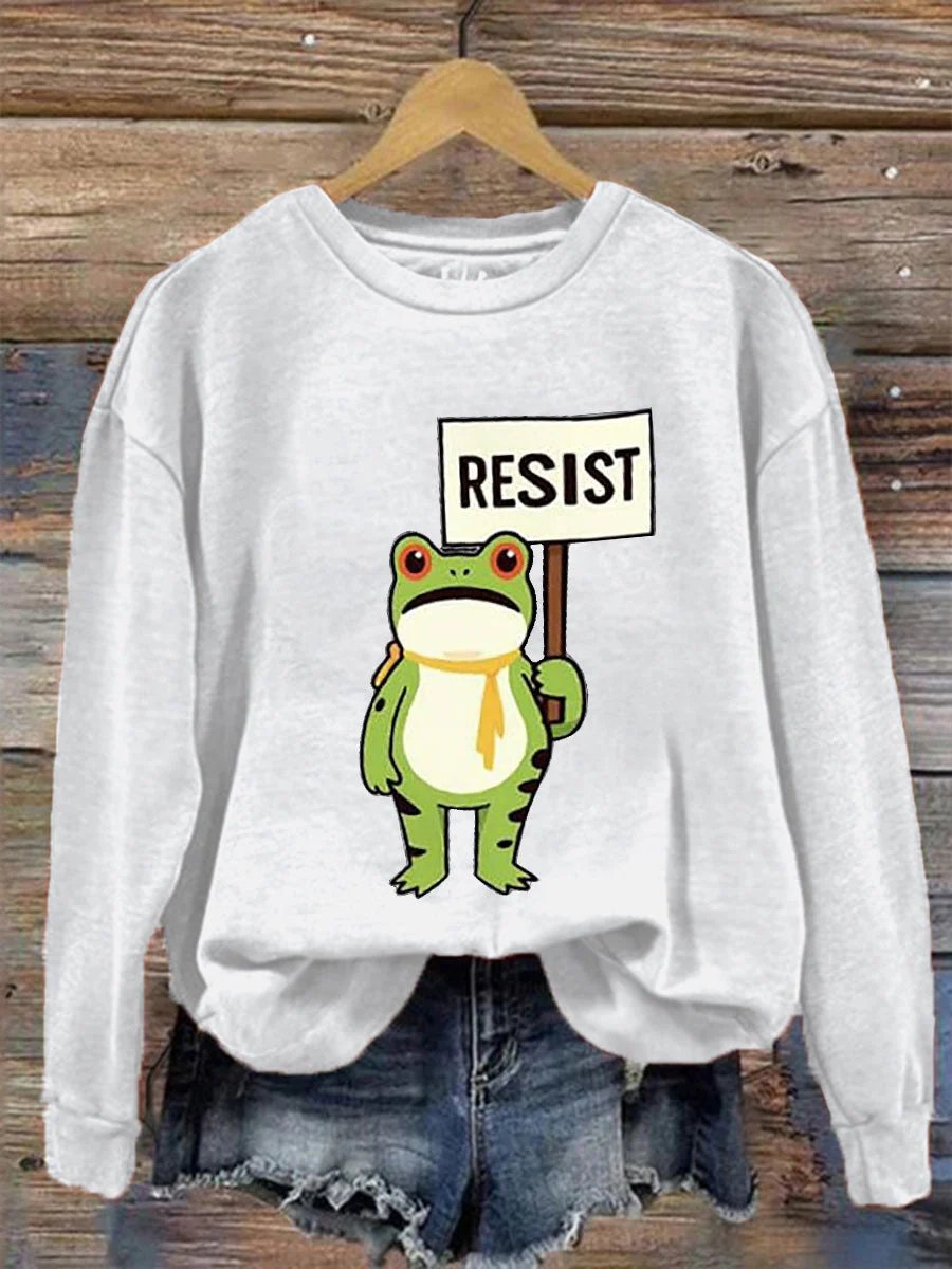 🔥Buy 3 Get 15% Off🔥Women's Retro Resist Frog Printed Round Neck Sweatshirt