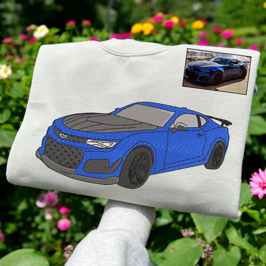 Gifts For Car Lover Custom Embroidered Car Hoodie (Refined Embroidery)