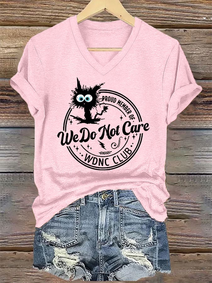 🔥Buy 3 Get 15% Off🔥V-Neck Retro Funny Proud Member Of WDNC Club We Do Not Care Menopause Perimenopause Print T-Shirt