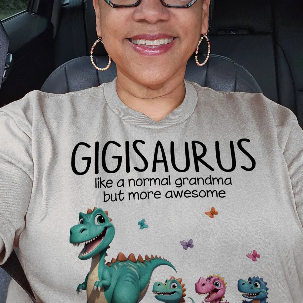 Grandmasaurus And Kids 3D Effect Dinosaurs Personalized Shirt, Mother's Day Gift For Grandma