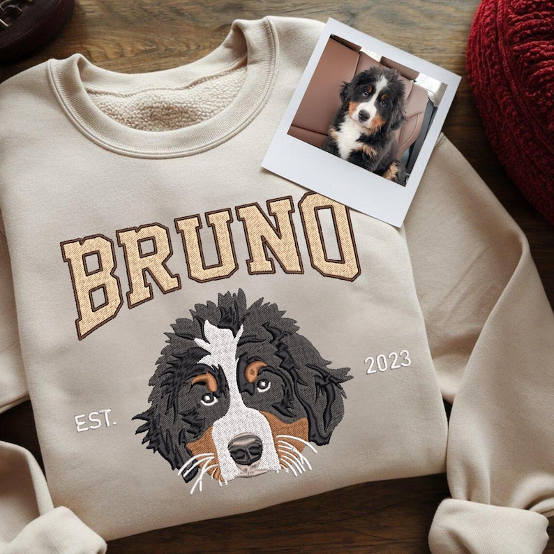 Custom Dog Hoodie Embroidered Dog Name Varsity Style Hoodie | Gifts for Pet Lovers