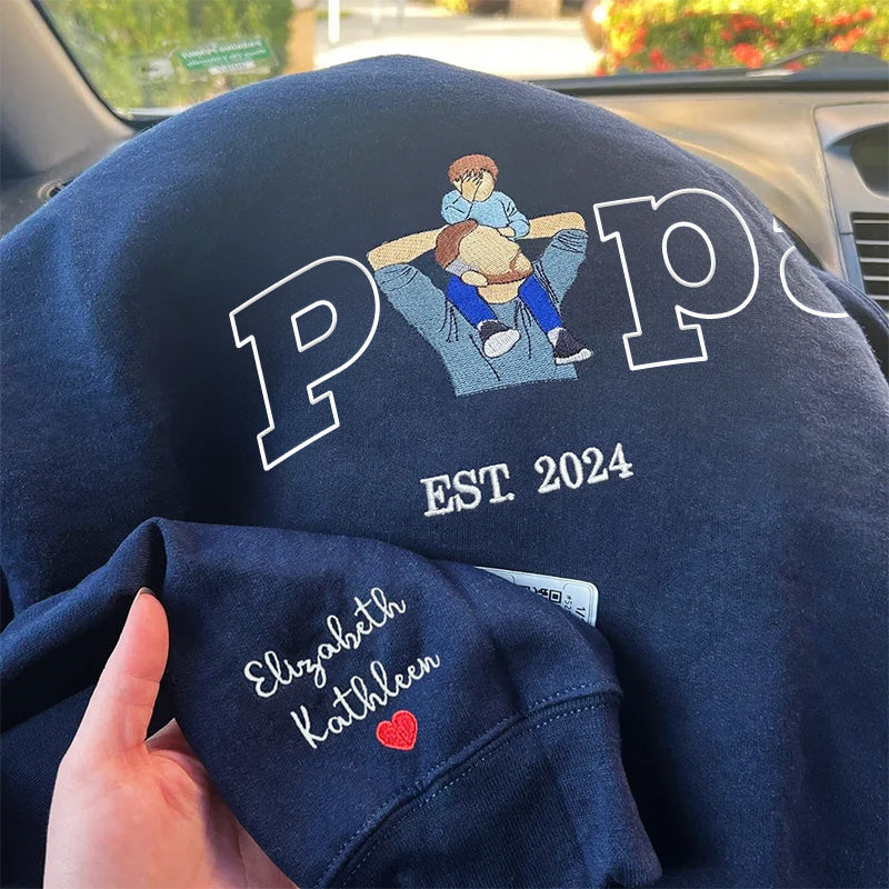 Custom Dad Shirt - Embroidered Portrait Shirt with Photo - Unique Gift for Dad and Family
