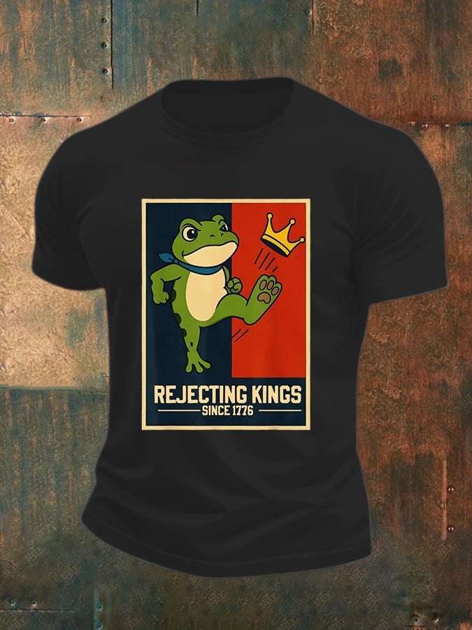 🔥Buy 3 Get 15% Off🔥Men's Rejecting Kings Since 1776 Print Casual T-Shirt